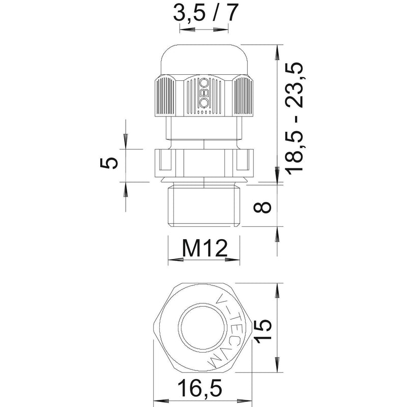 OBO Bettermann - Kabelverschraubung Verschraubung V-TEC VM12 SW Vollmetrisch