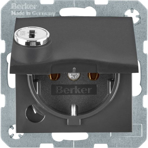 Berker - Steckdose SCHUKO-Steckdose anth/mt 47631606 Steckklemme, Schloss