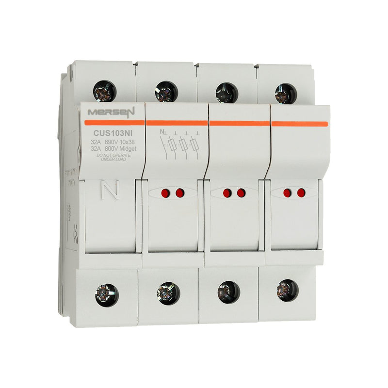 Mersen - Halter für zylindrische Sicherung Sicherungshalter Midget CUS103NI 10x38 AC/DC690V 32A − 3 Stück