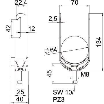 OBO Bettermann - Bügelschelle BS-W1-K-64 FT 58-64mm
