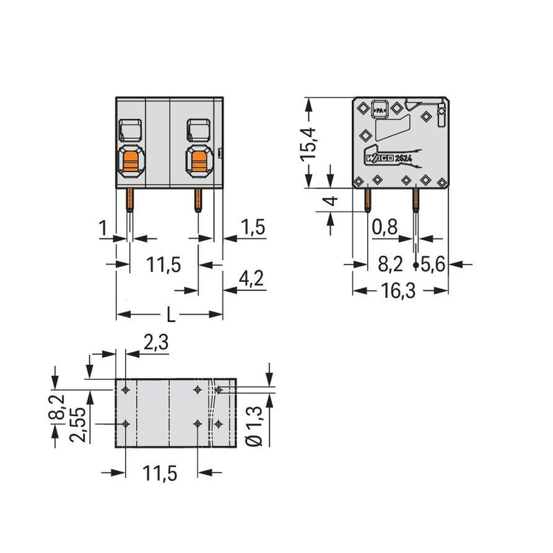 WAGO - Leiterplattenklemme 2624-1503 4mm² − 80 Stück