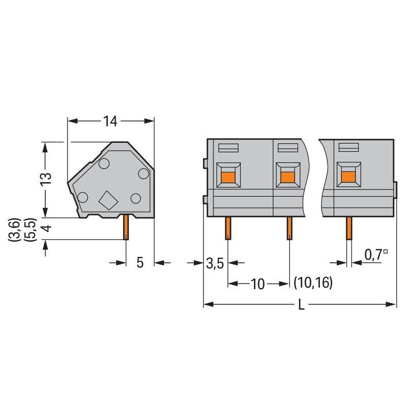 WAGO - Leiterplattenklemme 236-306 2,5mm² − 20 Stück