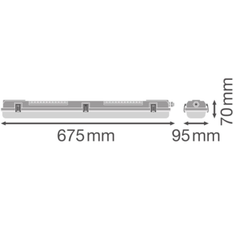 Ledvance - Decken-/Wandleuchte Feuchtraumleuchte f. T8LED DPHO.600P2XLpMTIP65 0,6m 2flammig