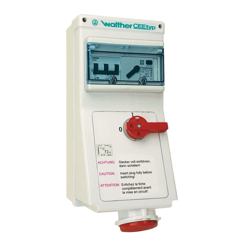Walther Werke - CEE-Steckdose abschaltbar, abgesichert (IEC 60309) Wandsteckdose AL130TH 32A 5P 6h