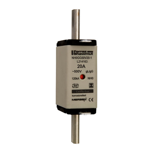 Mersen - Messersicherung NH-Sicherungseinsatz SG NH0GG50V20-1 Gr.0 gG 20A/500V KM − 3 Stück