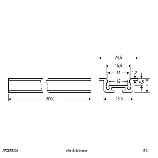 EVN Lichttechnik - Mechanisches Zubehör/Ersatzteile für Leuchten Aluminium Profil APXSTB300