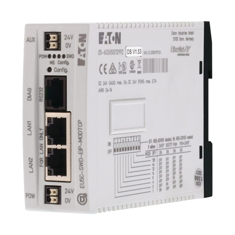 Eaton - Feldbus, Dez. Peripherie - Kommunikations-Modul Gateway Ethernet IP EU5C-SWD-EIP-MODTCP Modbus TCP