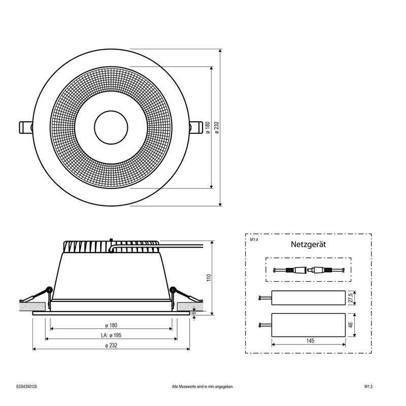 EVN Lichttechnik - Downlight/Strahler/Flutlicht LED-Downlight ED54350125 DALI