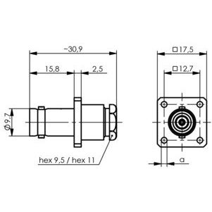 Telegärtner - Koax-Steckverbinder BNC-Kabeleinbaubuchse 100023367 50Ohm löt m.Flansch
