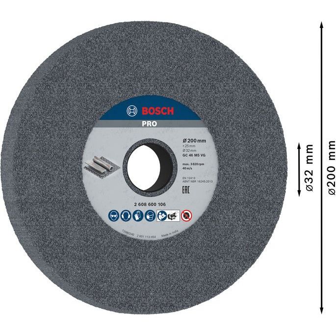 Bosch - Trenn-/Schleifscheibe PRO Metal Schleifscheibe, 2608600106 200 x 25 x 32 mm G46