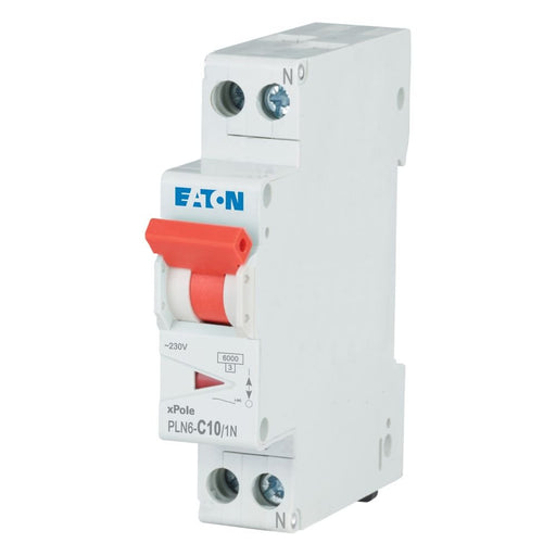 Eaton - Leitungsschutzschalter PLN6-C10/1N-DE 10A, 1p+N,Steckkl. C − 12 Stück
