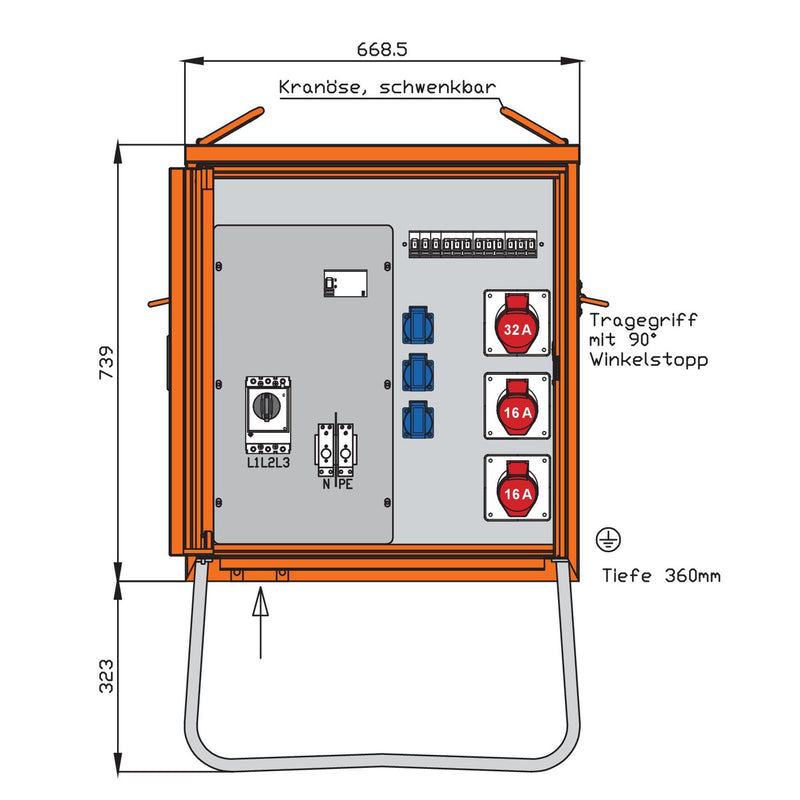 Walther Werke - Baustromverteiler Verteilerschrank WV0280R1 44kVA