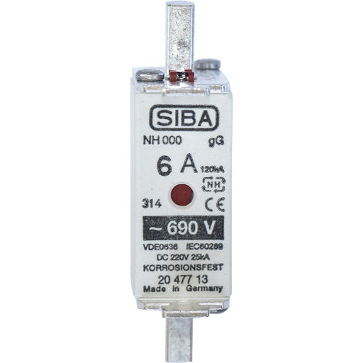 Siba - Messersicherung NH-Sicherungseinsatz 2047713.10 10A NH00 gG 690V − 3 Stück