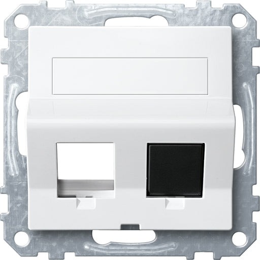 Merten - Einsatz/Abdeckung für Kommunikationstechnik Schrägauslass 2f.pws/gl MEG4568-0319 mit Tragring