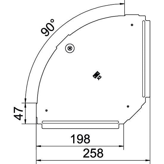 OBO Bettermann - Deckel Bogen für Kabeltragsystem Deckel für 90Grad-Bogen RBD 90 200 A2 B200mm, rostfrei