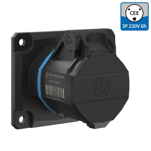 Walther Werke - CEE-Anbausteckdose (IEC 60309) CEE NEO Anbaudose FW410306CC gerade 1 6A 3P 6h