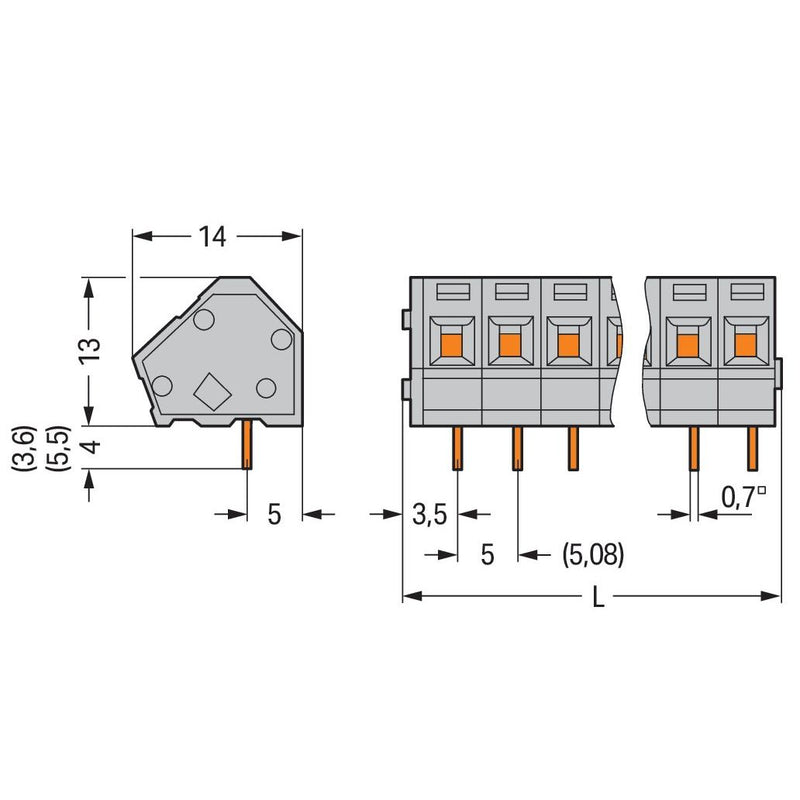 WAGO - Leiterplattenklemme 236-106 2,5mm² − 35 Stück