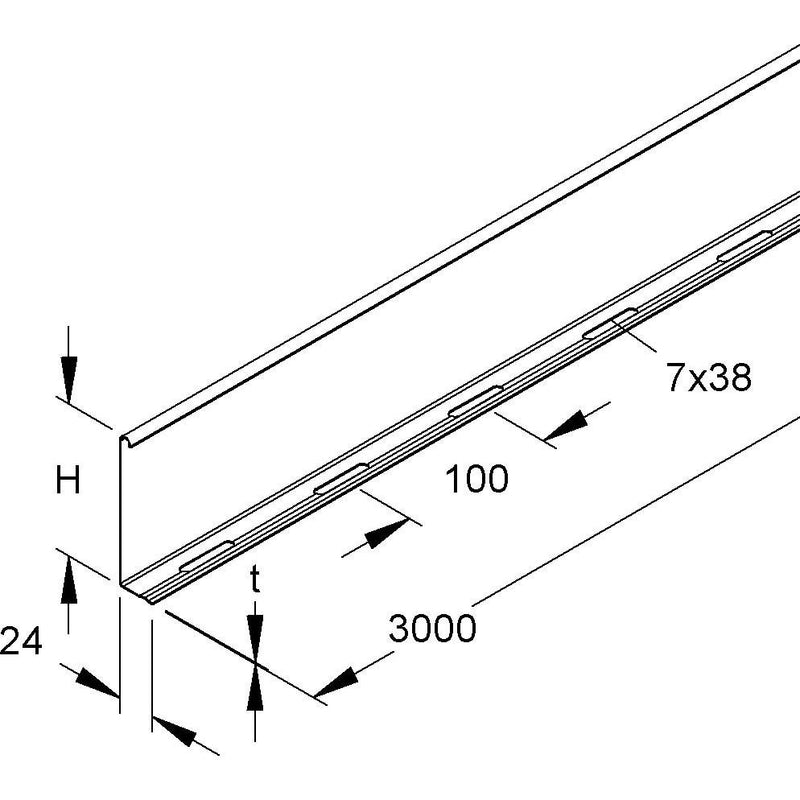 Niedax - Trennwand für Kabeltragsystem Trennsteg RW 110 F − 3 Meter