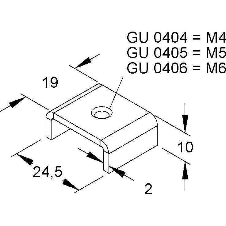 Niedax - Gleitmutter Gleitmuttern GU 0404 − 50 Stück