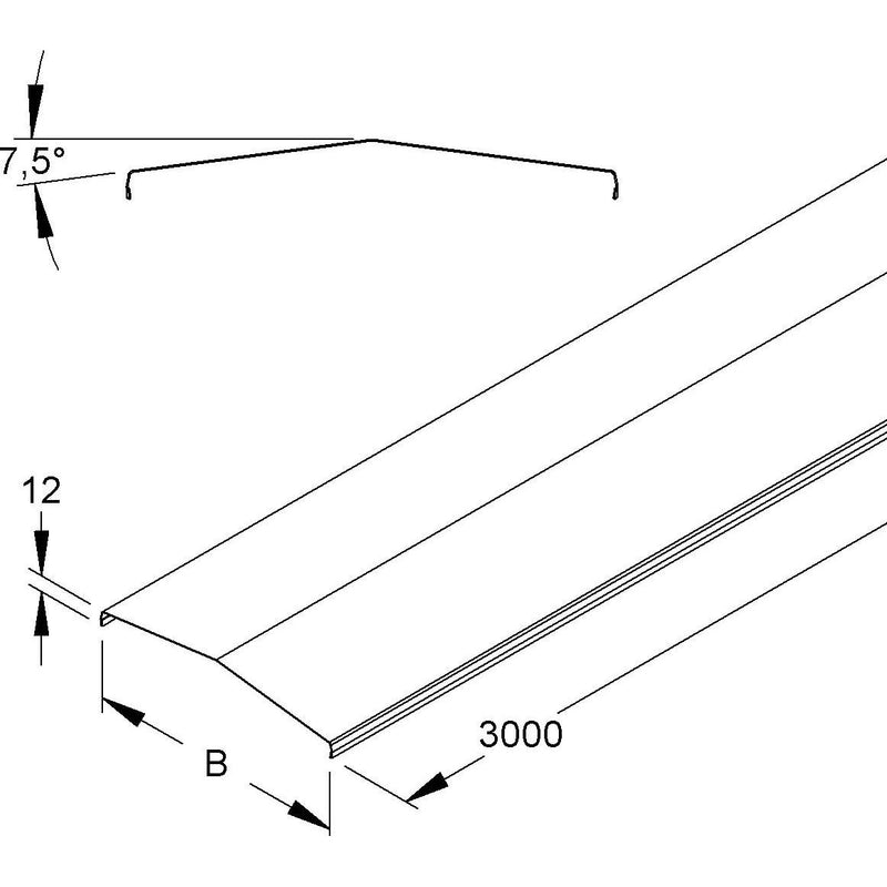 Niedax - Deckel für Kabeltragsystem Deckel MTCC 300/7.5° S für Gitterrinne − 3 Meter
