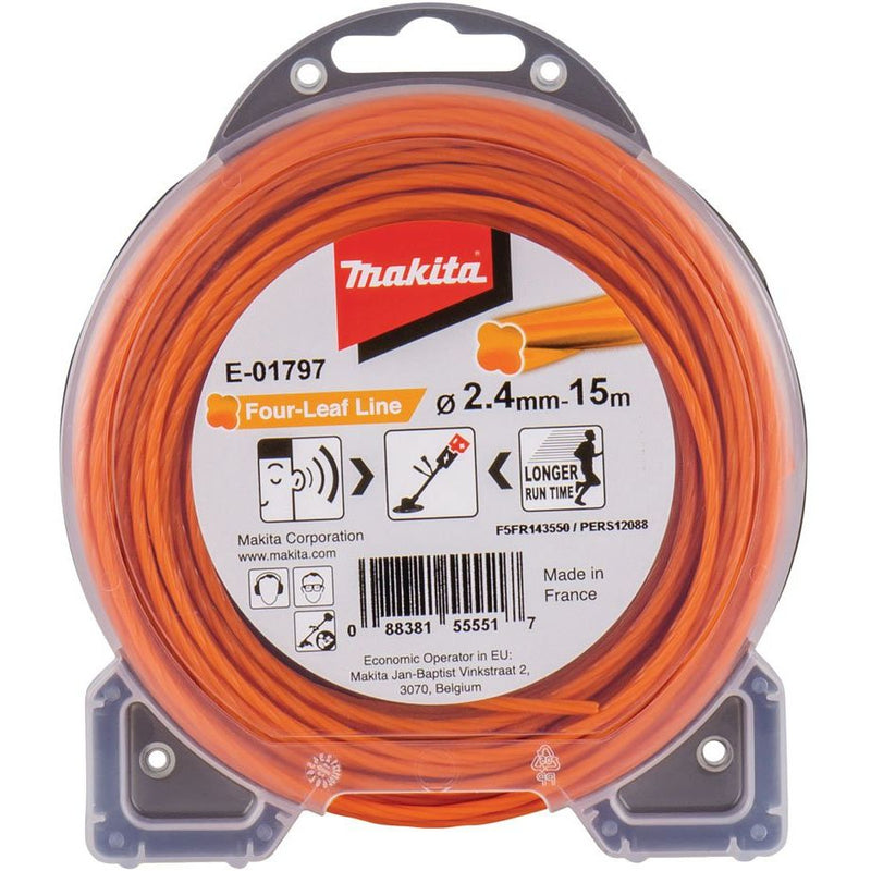 Makita - Zubehör/Ersatzteile für Rasentrimmer Mähfaden Four Leaf E-01797 2,4mm, 15 m