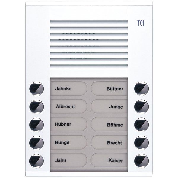 TCS Tür Control - Türstation für Türkommunikation Audioaußenstation 2-reihig PES10-WS/04 10 Tasten AP weiß