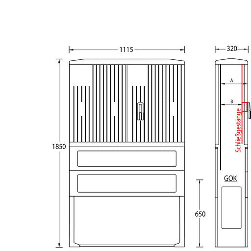 uesa - Gehäuse/Schaltschrank (leer) Säule A120-1850 1850x1115x320mm