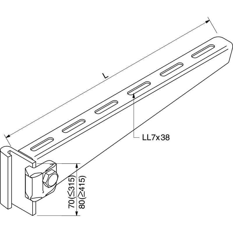 Rico - Ausleger für Kabeltragsystem Ausleger 16B1-400-V 400mm 3,6 kN