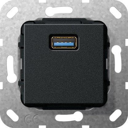 Gira - Einsatz/Abdeckung für Kommunikationstechnik UP Tragring USB A sw matt 568210 Gender Changer
