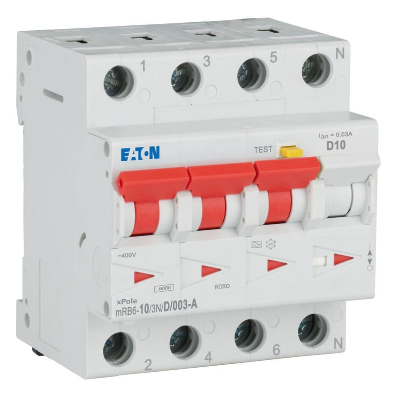 Eaton - Kombination FI-Schalter/Leitungsschutzschalter FI/LS Kombination mRB6-10/3N/D/003-A 10A 30mA