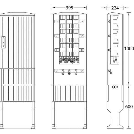 uesa - Kabelverteilerschrank B030 FL 3 Sicherungsl. NH2
