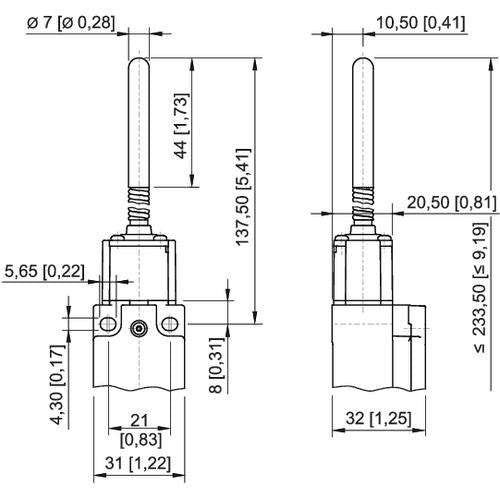 Stahl - Einzelpositionsschalter Positionsschalter 8060/2-2-TK-60 S/Ö Sprungsch Feders