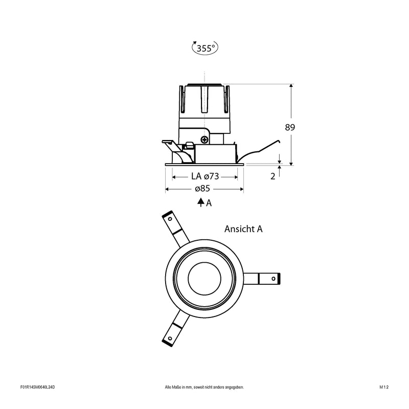 EVN Lichttechnik - Downlight/Strahler/Flutlicht LED-Einbauleuchte modular F01R14SM0640L24D Konfigurationstype