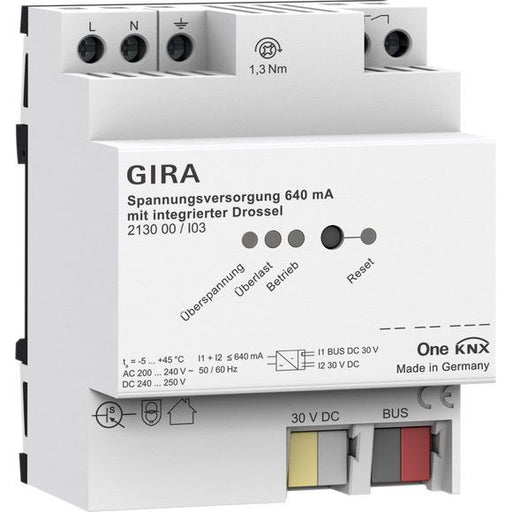 Gira - Bussystem-Spannungsversorgung KNX-Spannungsversorgung 213000 640mA Drossel REG