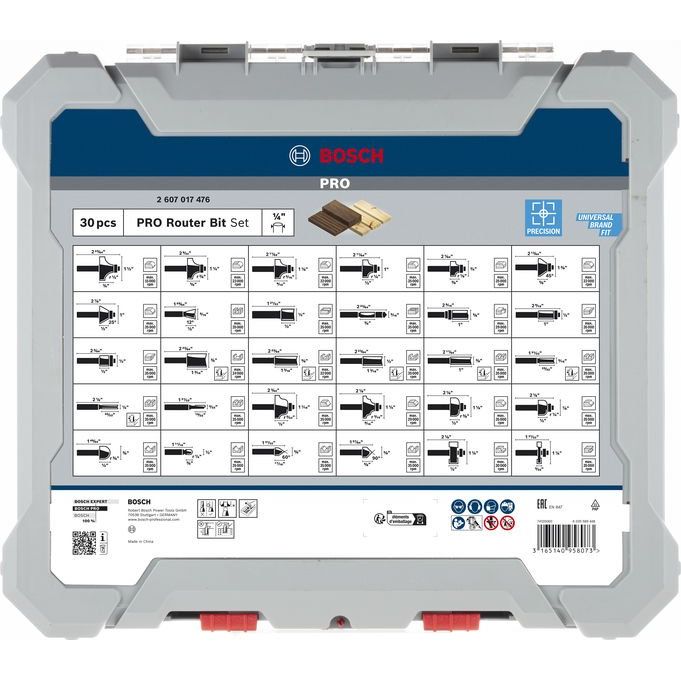Bosch - Werkzeugset PRO Fräsersatz gemischt, 2607017476 Schaft 1/4