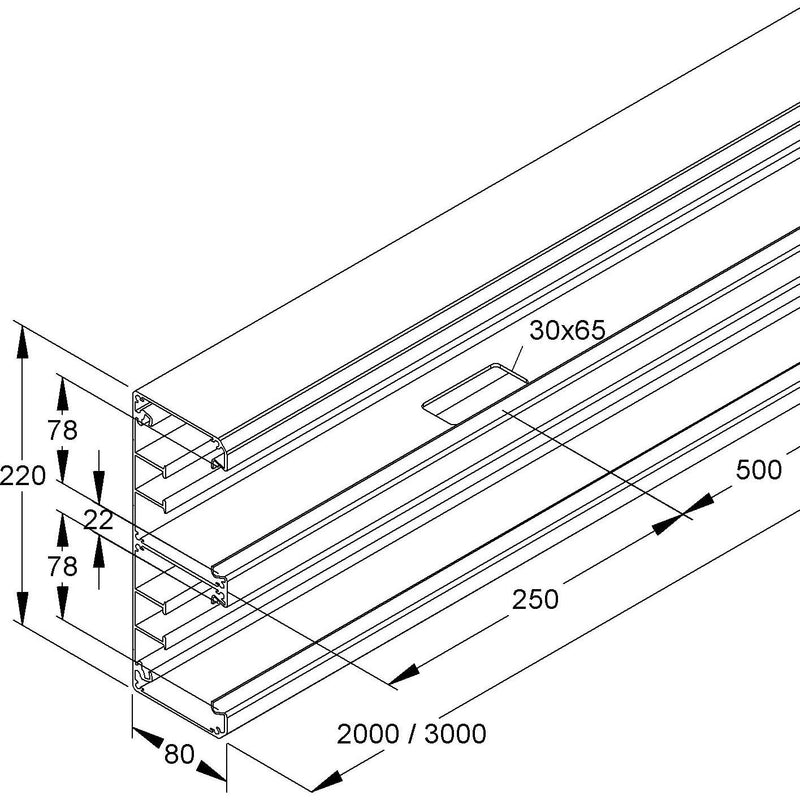 Niedax - Geräteeinbaukanal Alu-Gerätekanal DAU 220-78/3 N 3m − 6 Meter