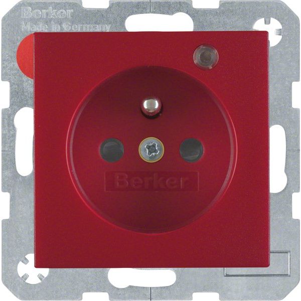 Berker - Steckdose Glas rt matt 6765091915 Kontroll-LED