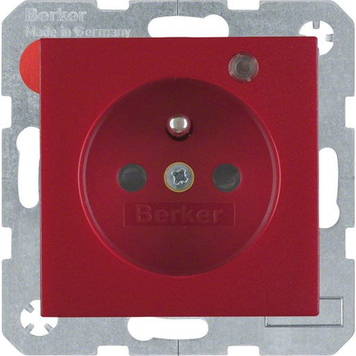Berker - Steckdose Glas rt matt 6765091915 Kontroll-LED