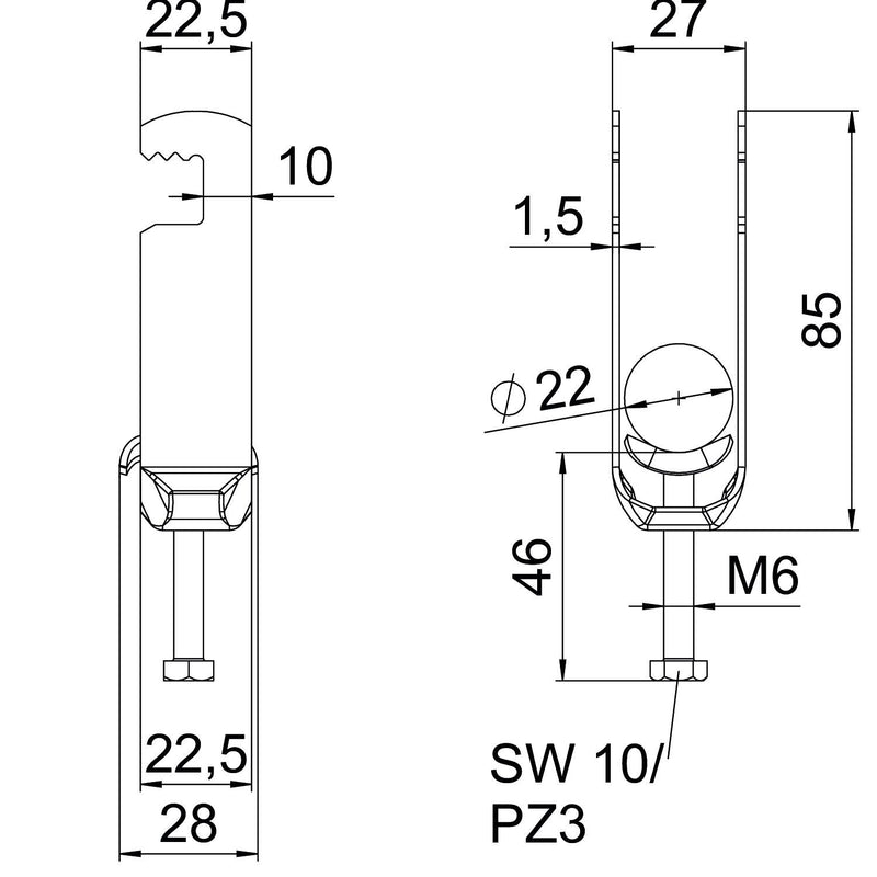 OBO Bettermann - Bügelschelle BS-F2-M-22 FT 2-fach − 50 Stück