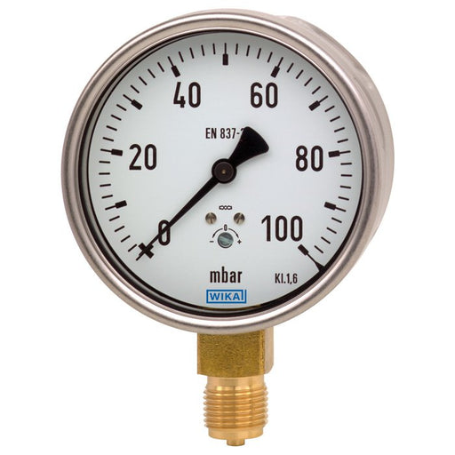 Wika Wiegand - Rohrfedermanometer KapsFedMano 612.20.100 Cu 9850716 0..600mbarG1/2Brue