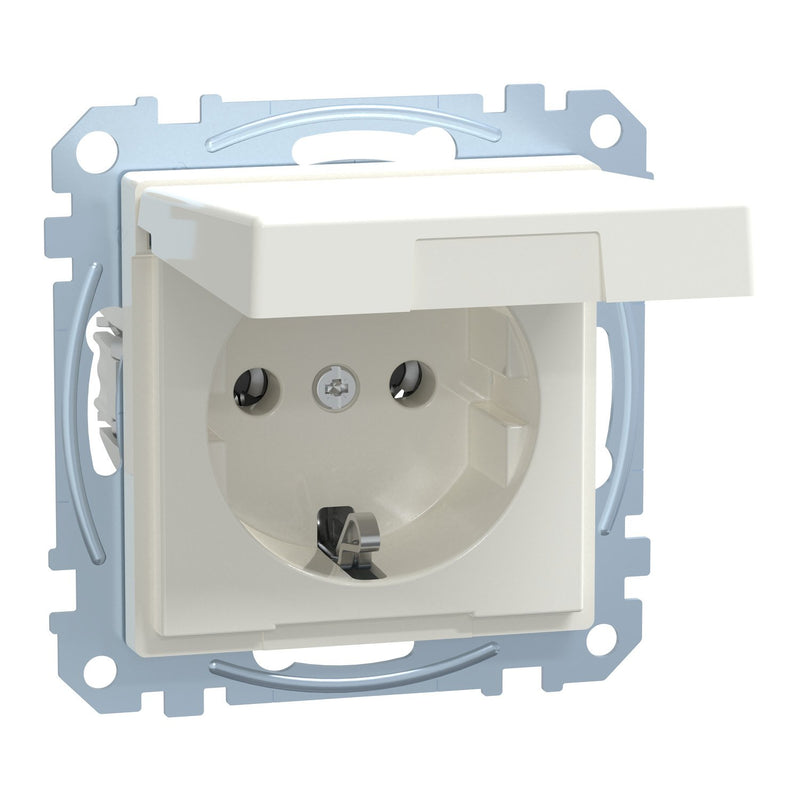Merten - Steckdose SCHUKO-Steckdose pws/gl MEG2311-0319 Klappdeckel