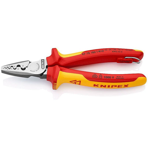 Knipex - Presswerkzeug Kabelschuhe/Verbinder, Aderendhülsen, Schirmanschluss Crimpzange 97 78 180 T − 1 Stück