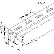 Niedax - Stiel/Profilschiene Ankerschiene 2986/4 GL9 − 4 Meter