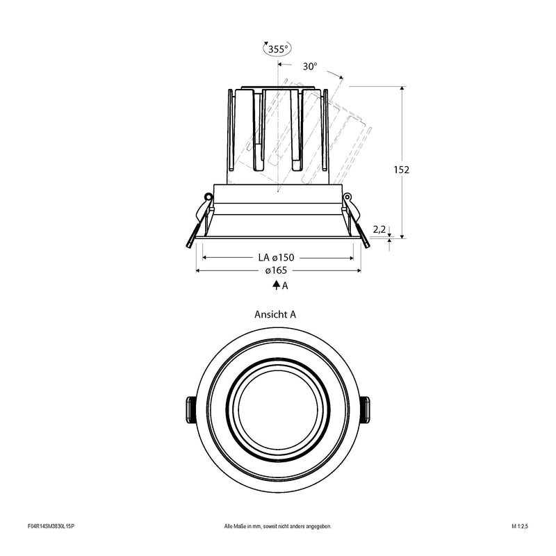 EVN Lichttechnik - Downlight/Strahler/Flutlicht LED-Einbauleuchte modular F04R14SM3830L15P Konfigurationstype