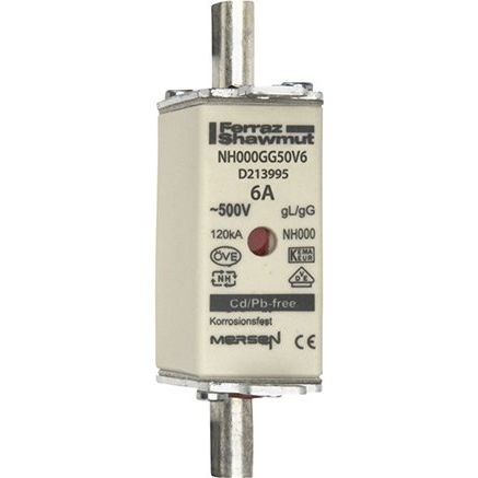 Mersen - Messersicherung NH-Sicherungseinsatz SF NH000GG50V6 Gr.000 gG 6A/500V KM