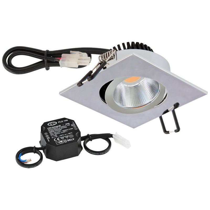 EVN Lichttechnik - Downlight/Strahler/Flutlicht LED-Deckeneinbauleuchte PC24N91102 chr 3000K 230V IP20