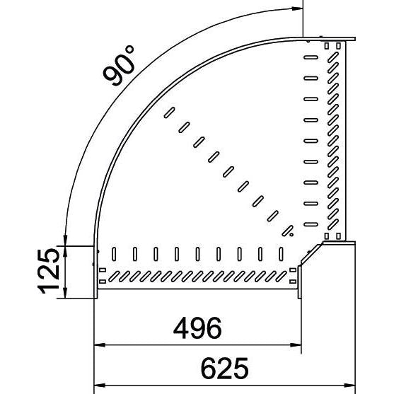 OBO Bettermann - Bogen für Kabelrinne Bogen 90 Grad RB 90 650 A2 60x500, rostfrei