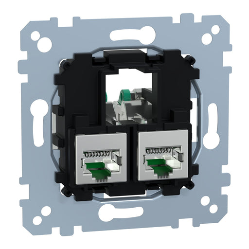 Merten - Kommunikationsanschlussdose Kupfer Tragplatte 2fach MEG4576-0022 m. RJ45 Cat6A STP