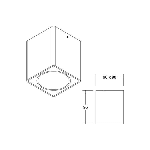 Brumberg Leuchten - Downlight/Strahler/Flutlicht Anbaumodul quadratisch 45110180 strukturschwarz