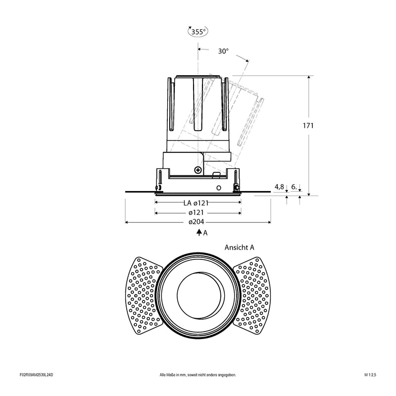 EVN Lichttechnik - Downlight/Strahler/Flutlicht LED-Einbauleuchte modular F02R09AM2530L24D Konfigurationstype